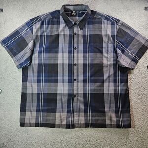 Yago Shirt‎ Men 4XL Big Short Sleeve Button Up Black Gray Plaid